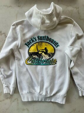 Jacks Surfboards White zip up hoodie | California White Hoodie